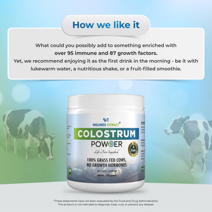 Calostro bovino en polvo 150 g| Suplemento de proteína lactoferrina | Libre de hormonas | Verdadero 6 horas extraído